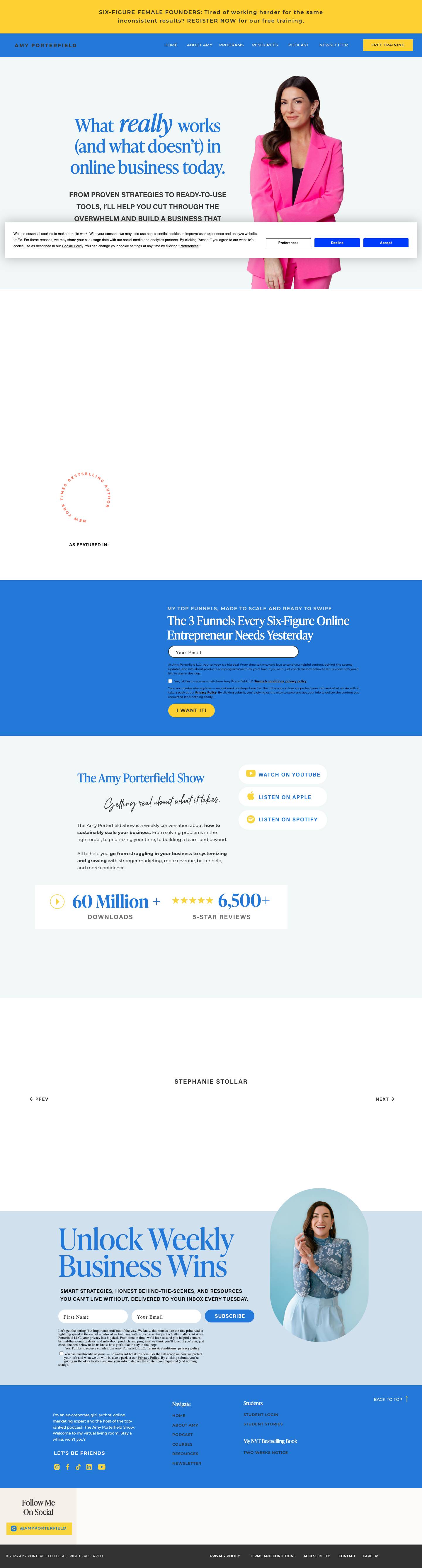 Amy Porterfield — eredeti landing oldal screenshot