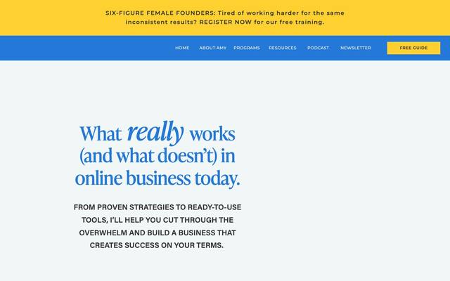 Amy Porterfield — eredeti landing screenshot előnézet