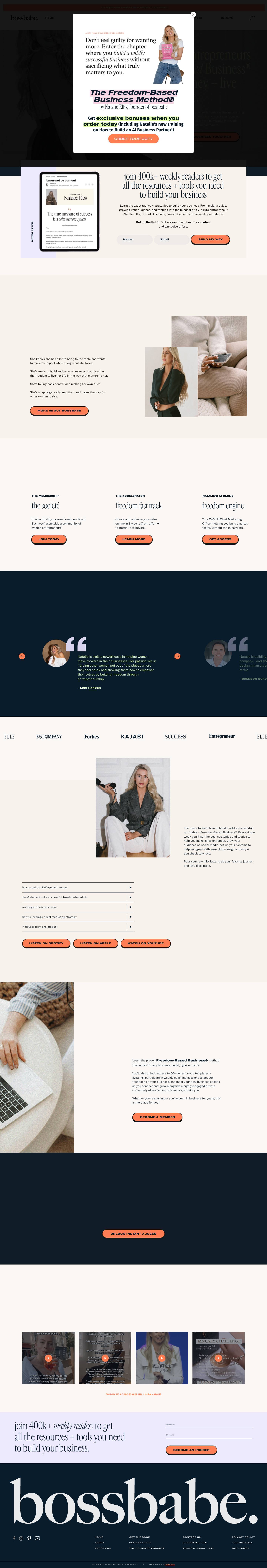 Natalie Ellis — Bossbabe — eredeti landing oldal screenshot