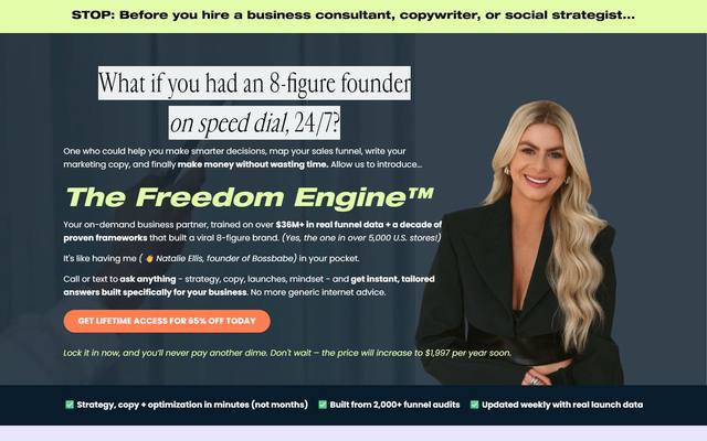 Natalie Ellis — Bossbabe — eredeti landing screenshot előnézet